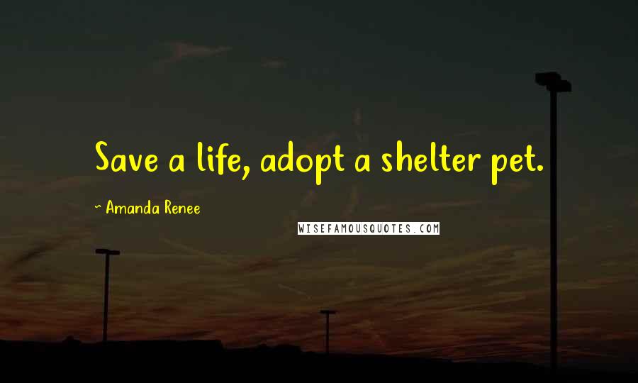 Amanda Renee Quotes: Save a life, adopt a shelter pet.
