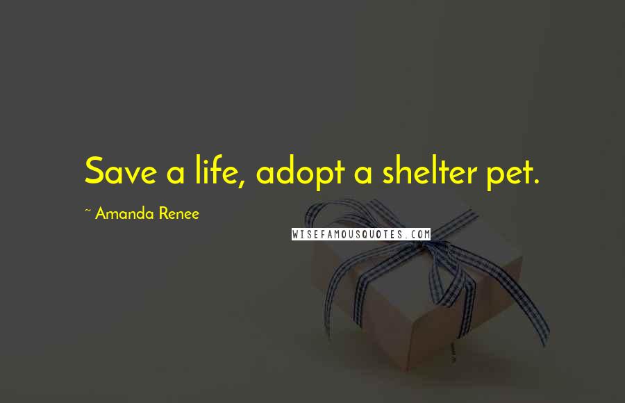 Amanda Renee Quotes: Save a life, adopt a shelter pet.