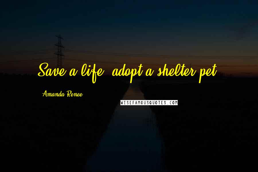 Amanda Renee Quotes: Save a life, adopt a shelter pet.