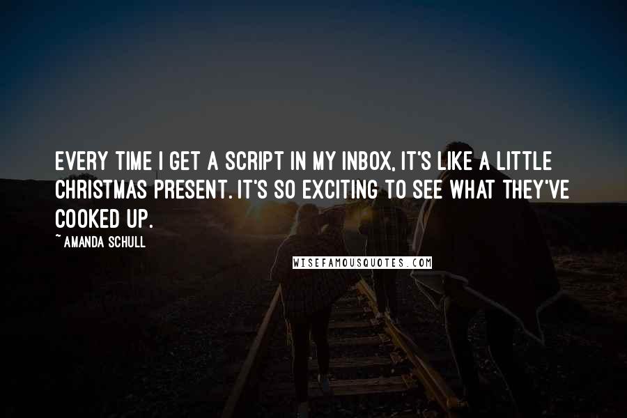 Amanda Schull Quotes: Every time I get a script in my inbox, it's like a little Christmas present. It's so exciting to see what they've cooked up.