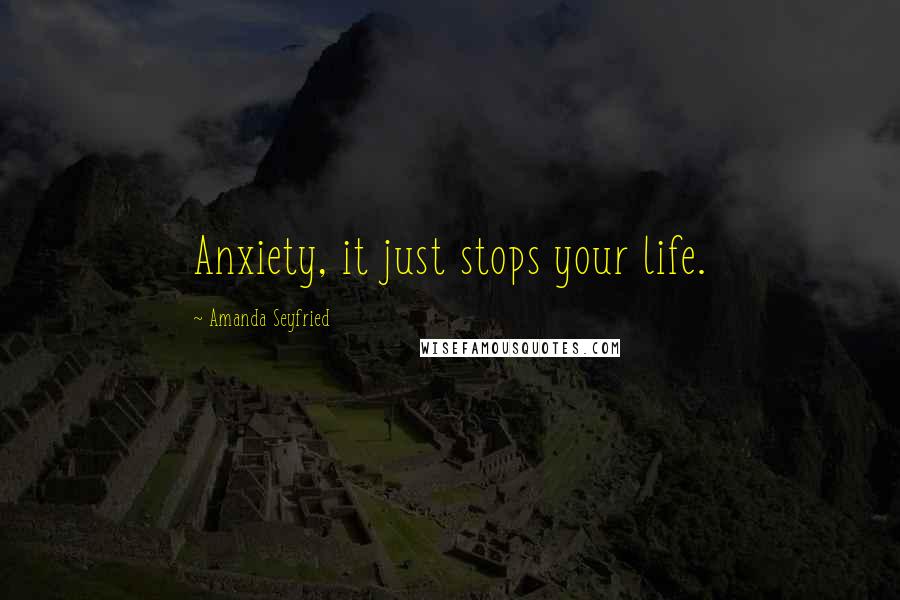 Amanda Seyfried Quotes: Anxiety, it just stops your life.