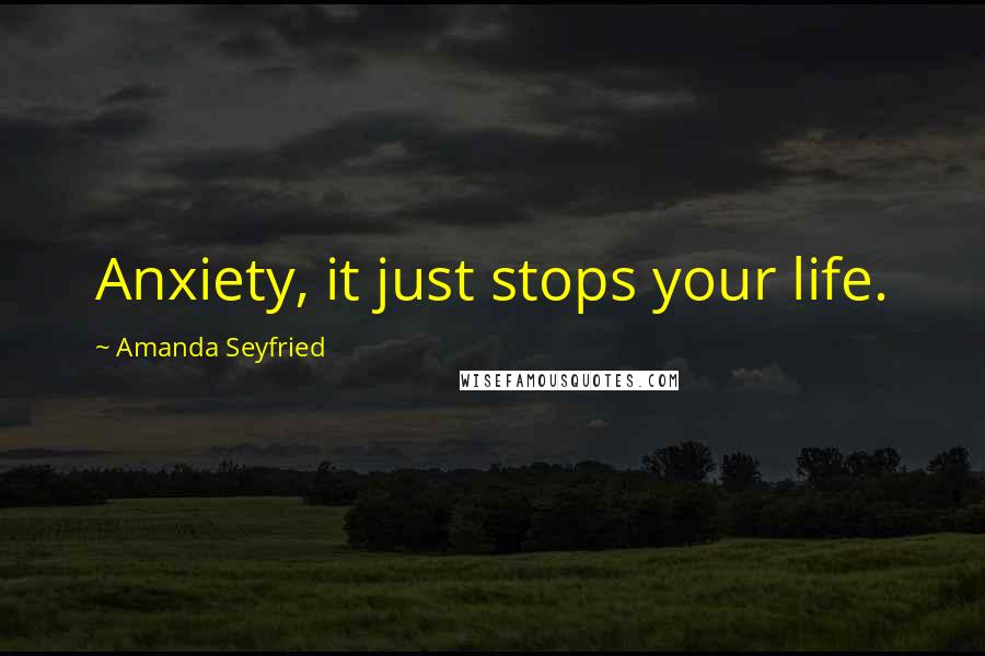 Amanda Seyfried Quotes: Anxiety, it just stops your life.