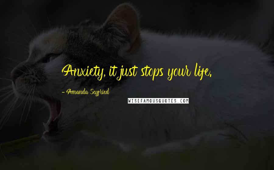 Amanda Seyfried Quotes: Anxiety, it just stops your life.