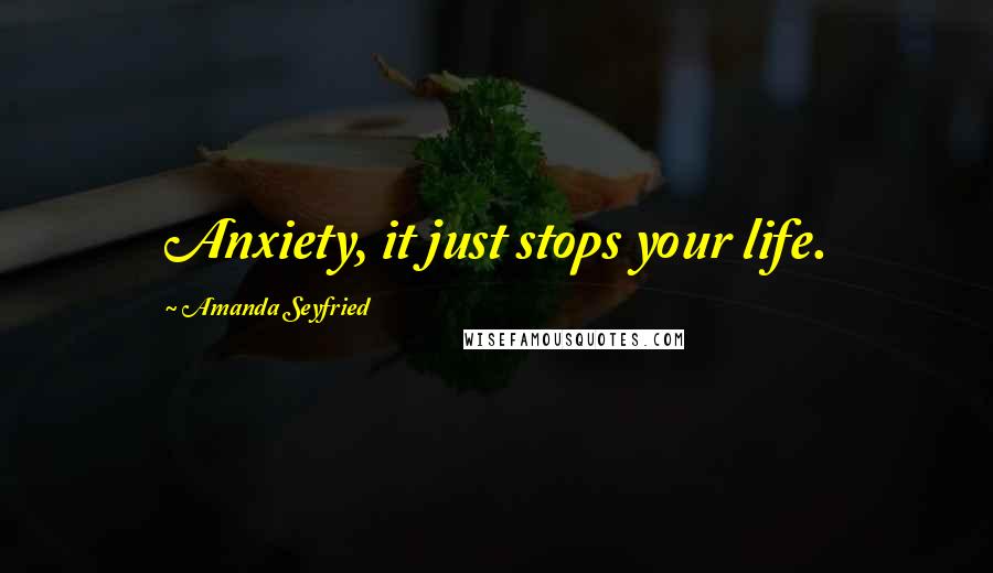 Amanda Seyfried Quotes: Anxiety, it just stops your life.