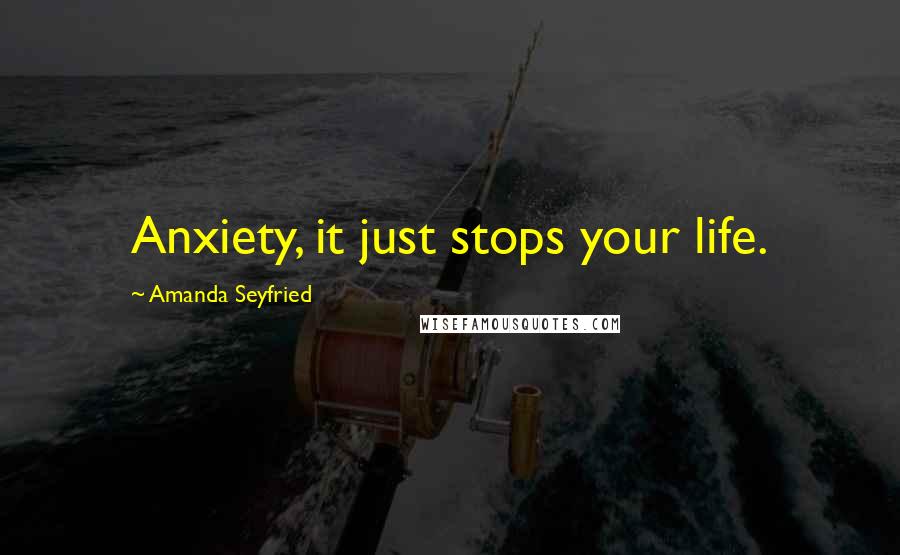 Amanda Seyfried Quotes: Anxiety, it just stops your life.