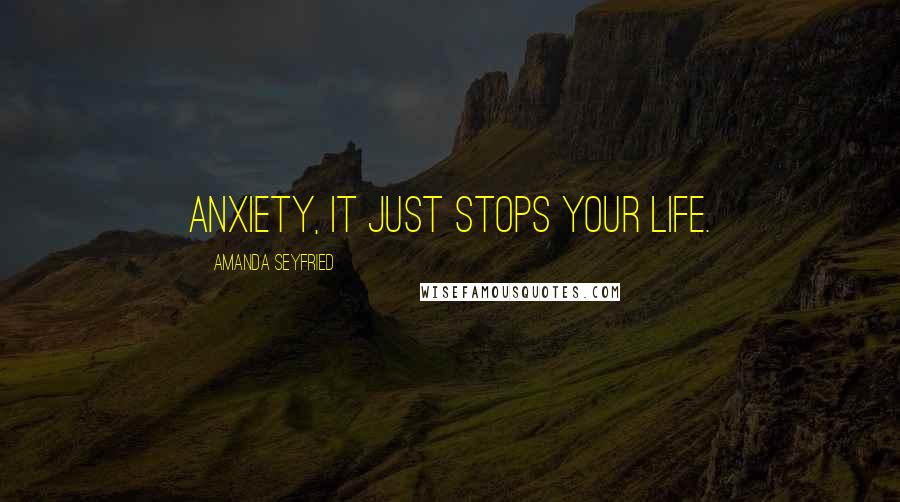 Amanda Seyfried Quotes: Anxiety, it just stops your life.