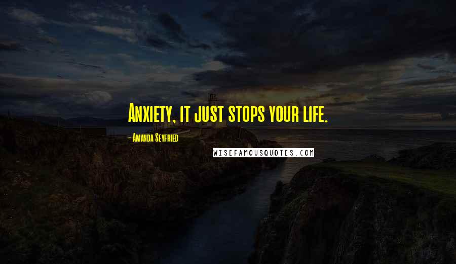 Amanda Seyfried Quotes: Anxiety, it just stops your life.