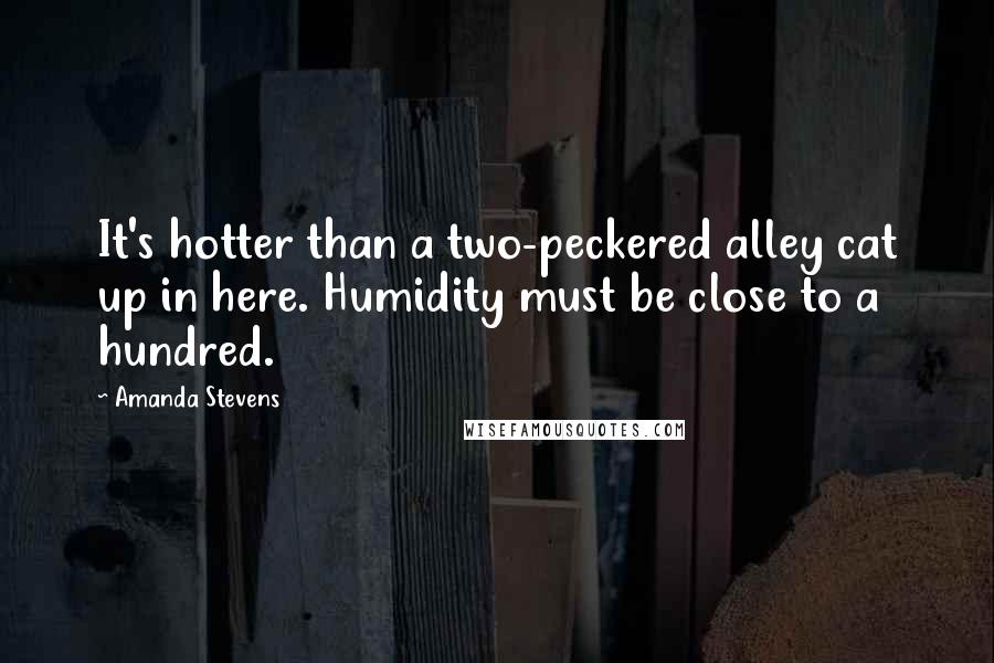 Amanda Stevens Quotes: It's hotter than a two-peckered alley cat up in here. Humidity must be close to a hundred.
