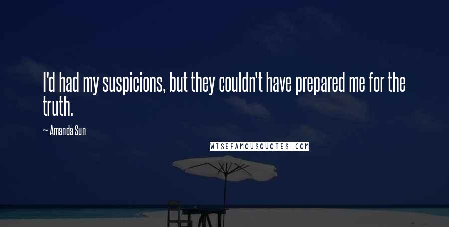 Amanda Sun Quotes: I'd had my suspicions, but they couldn't have prepared me for the truth.