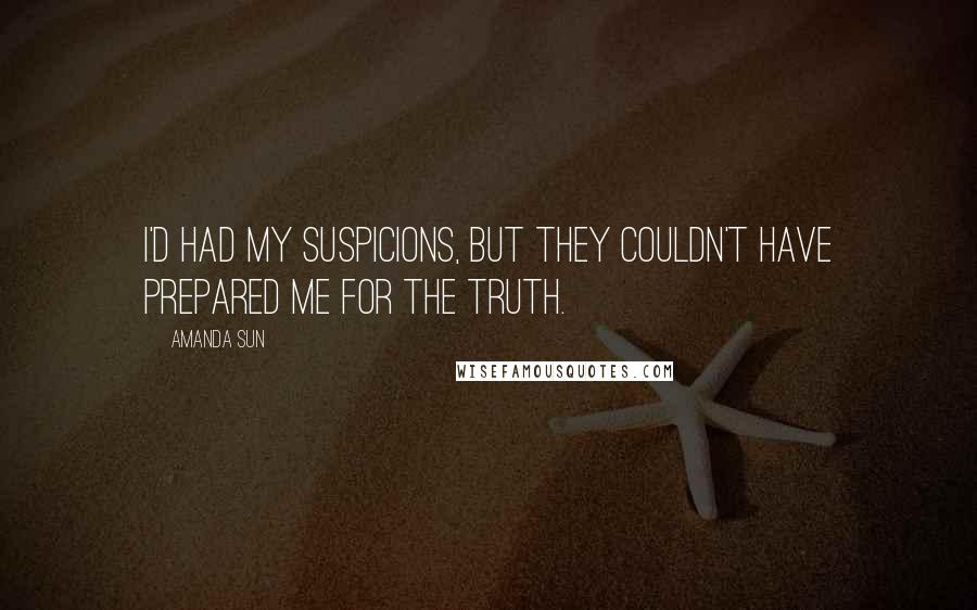 Amanda Sun Quotes: I'd had my suspicions, but they couldn't have prepared me for the truth.