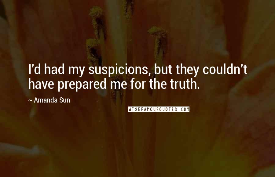 Amanda Sun Quotes: I'd had my suspicions, but they couldn't have prepared me for the truth.