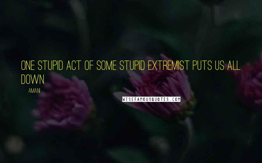 Amani Quotes: One stupid act of some stupid extremist puts us all down.