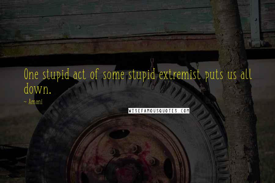 Amani Quotes: One stupid act of some stupid extremist puts us all down.