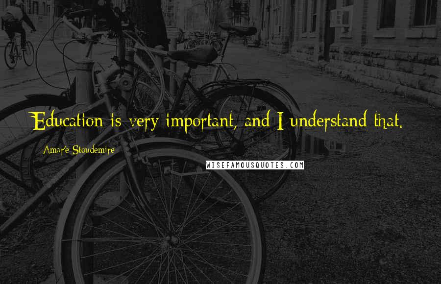 Amar'e Stoudemire Quotes: Education is very important, and I understand that.
