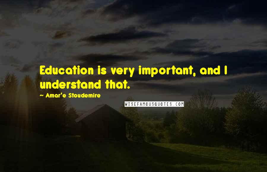 Amar'e Stoudemire Quotes: Education is very important, and I understand that.
