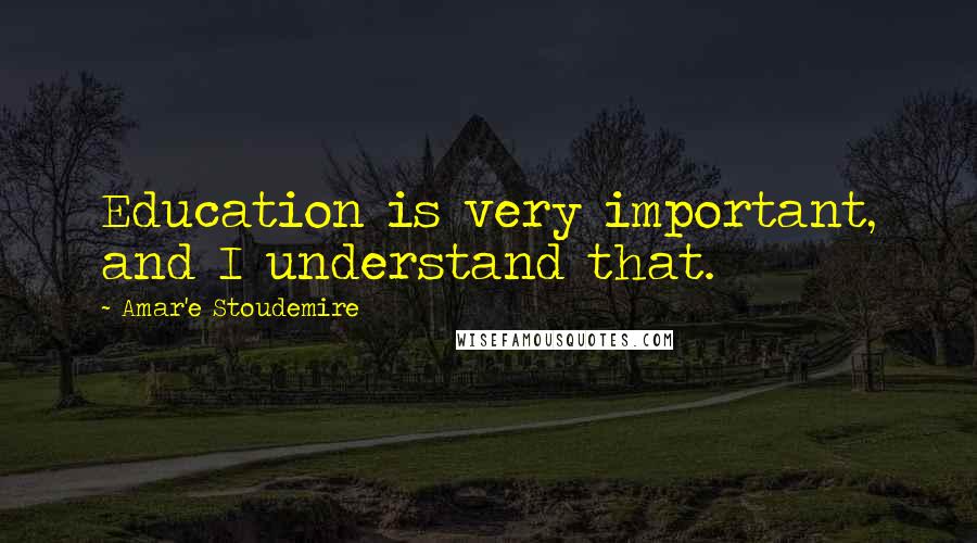 Amar'e Stoudemire Quotes: Education is very important, and I understand that.