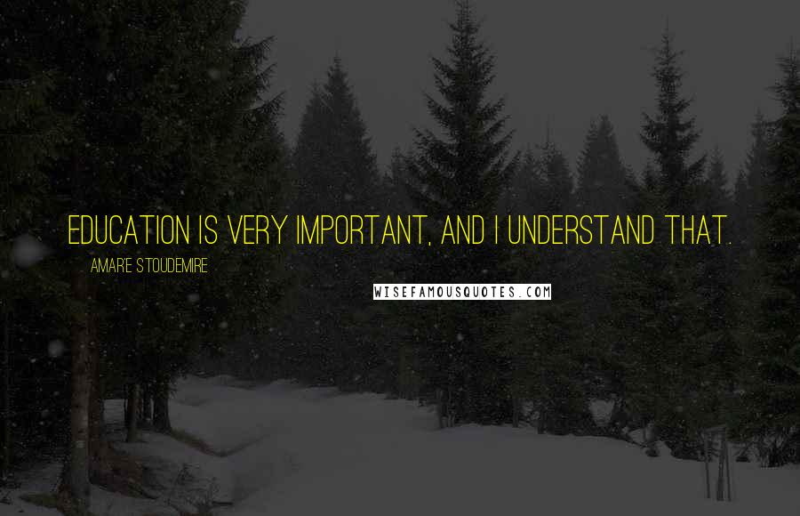 Amar'e Stoudemire Quotes: Education is very important, and I understand that.