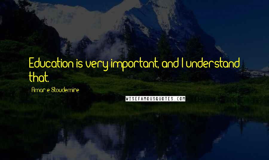 Amar'e Stoudemire Quotes: Education is very important, and I understand that.