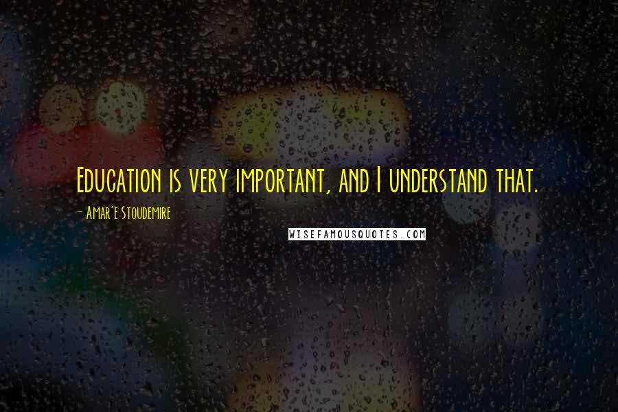 Amar'e Stoudemire Quotes: Education is very important, and I understand that.