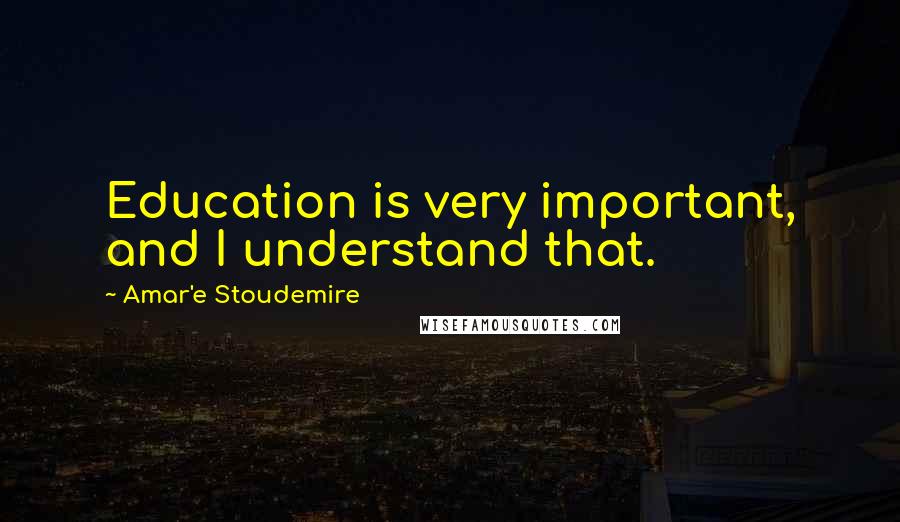 Amar'e Stoudemire Quotes: Education is very important, and I understand that.