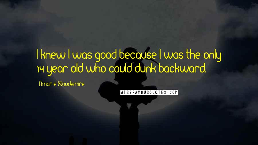 Amar'e Stoudemire Quotes: I knew I was good because I was the only 14-year-old who could dunk backward.