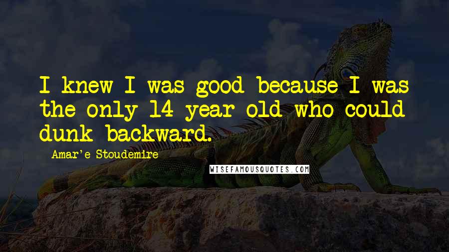 Amar'e Stoudemire Quotes: I knew I was good because I was the only 14-year-old who could dunk backward.