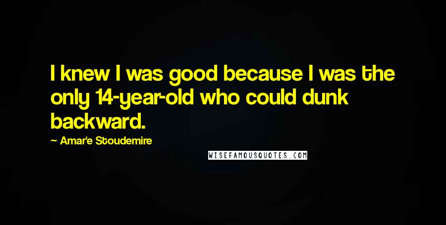 Amar'e Stoudemire Quotes: I knew I was good because I was the only 14-year-old who could dunk backward.