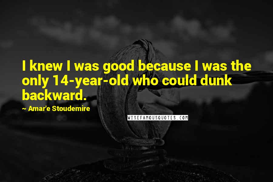 Amar'e Stoudemire Quotes: I knew I was good because I was the only 14-year-old who could dunk backward.