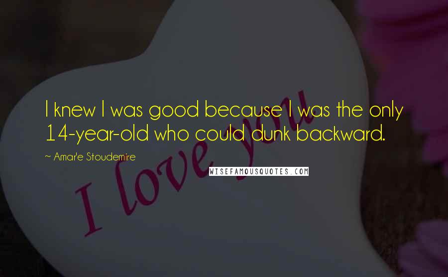 Amar'e Stoudemire Quotes: I knew I was good because I was the only 14-year-old who could dunk backward.