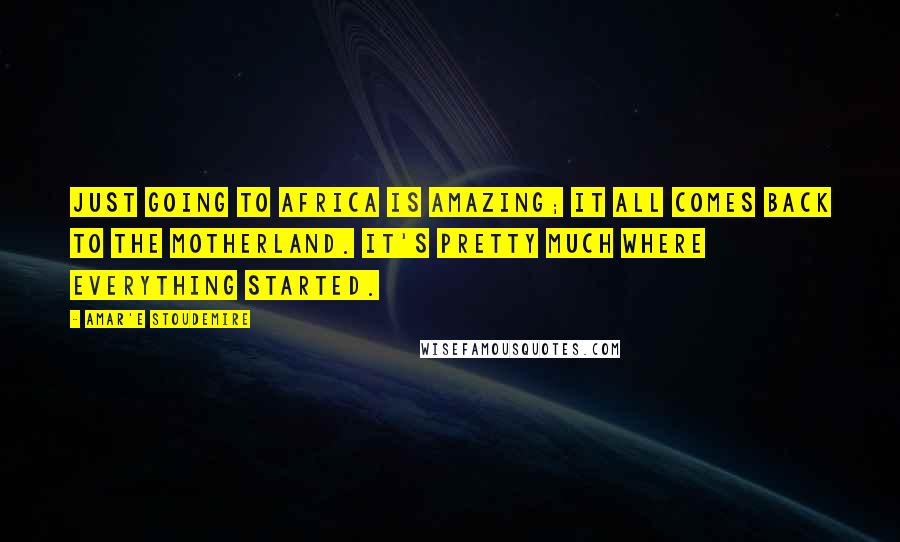 Amar'e Stoudemire Quotes: Just going to Africa is amazing; it all comes back to the motherland. It's pretty much where everything started.