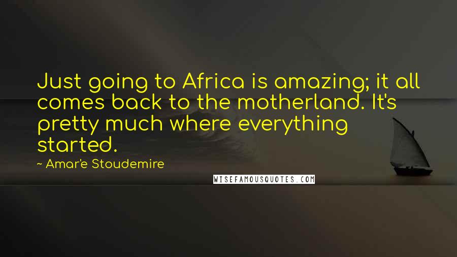 Amar'e Stoudemire Quotes: Just going to Africa is amazing; it all comes back to the motherland. It's pretty much where everything started.