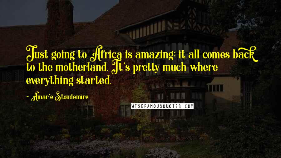 Amar'e Stoudemire Quotes: Just going to Africa is amazing; it all comes back to the motherland. It's pretty much where everything started.