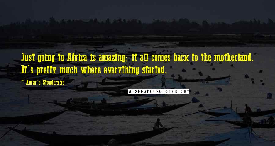 Amar'e Stoudemire Quotes: Just going to Africa is amazing; it all comes back to the motherland. It's pretty much where everything started.