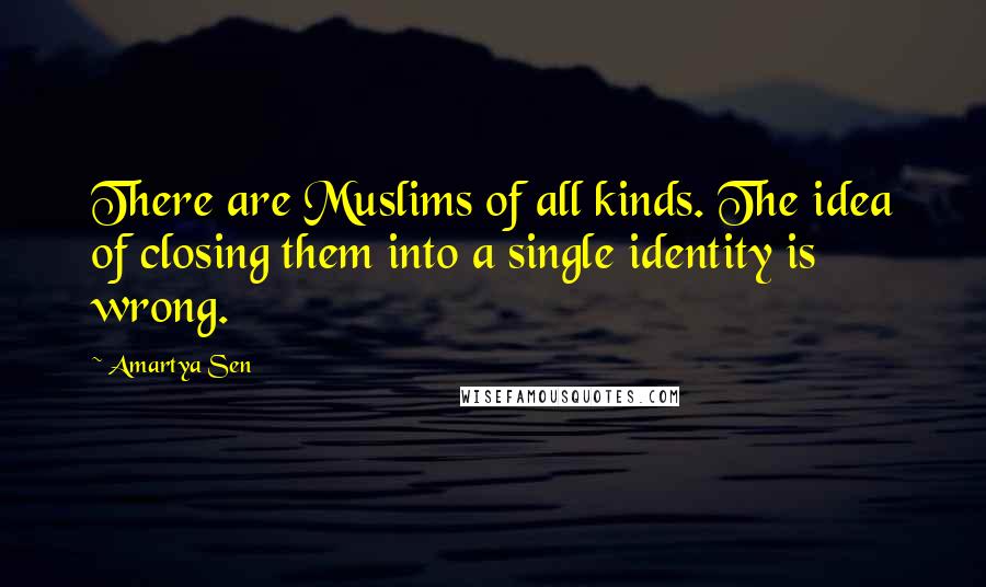 Amartya Sen Quotes: There are Muslims of all kinds. The idea of closing them into a single identity is wrong.