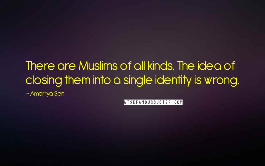 Amartya Sen Quotes: There are Muslims of all kinds. The idea of closing them into a single identity is wrong.