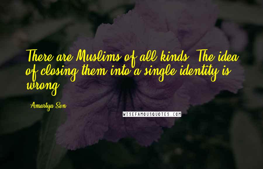 Amartya Sen Quotes: There are Muslims of all kinds. The idea of closing them into a single identity is wrong.