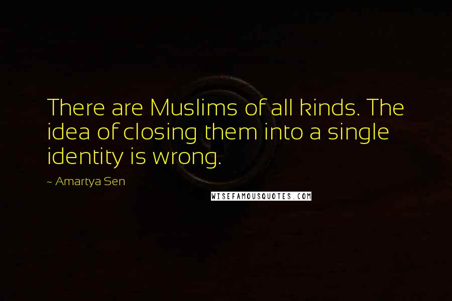 Amartya Sen Quotes: There are Muslims of all kinds. The idea of closing them into a single identity is wrong.