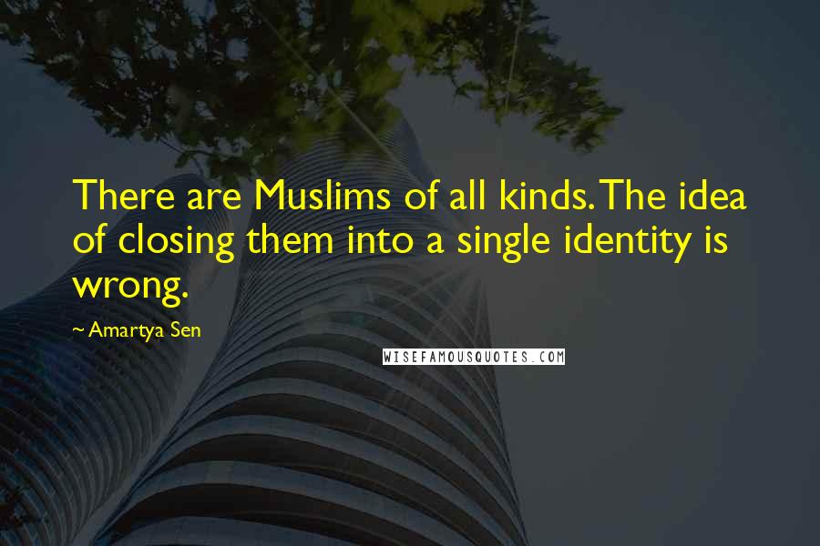 Amartya Sen Quotes: There are Muslims of all kinds. The idea of closing them into a single identity is wrong.