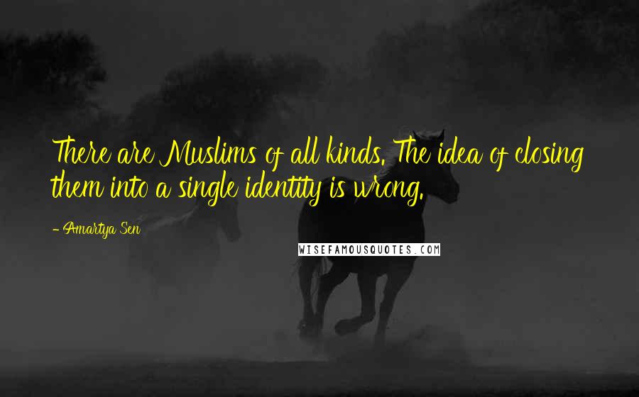 Amartya Sen Quotes: There are Muslims of all kinds. The idea of closing them into a single identity is wrong.