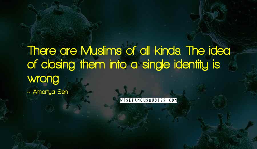 Amartya Sen Quotes: There are Muslims of all kinds. The idea of closing them into a single identity is wrong.