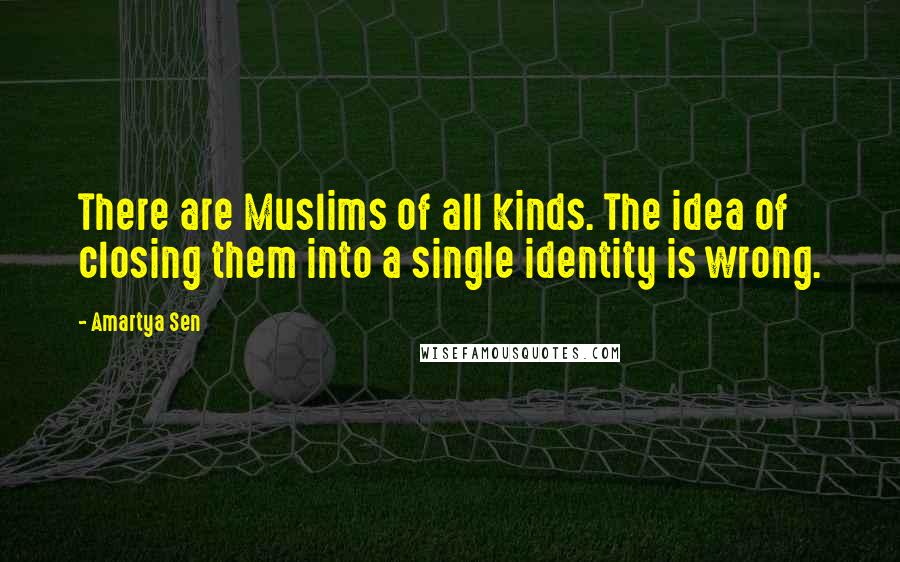 Amartya Sen Quotes: There are Muslims of all kinds. The idea of closing them into a single identity is wrong.