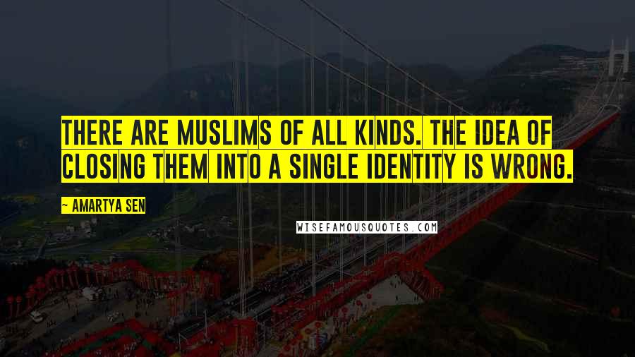 Amartya Sen Quotes: There are Muslims of all kinds. The idea of closing them into a single identity is wrong.