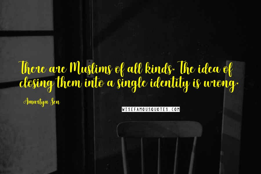 Amartya Sen Quotes: There are Muslims of all kinds. The idea of closing them into a single identity is wrong.