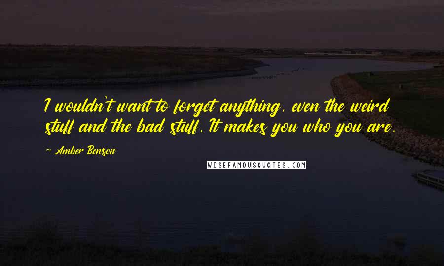 Amber Benson Quotes: I wouldn't want to forget anything, even the weird stuff and the bad stuff. It makes you who you are.