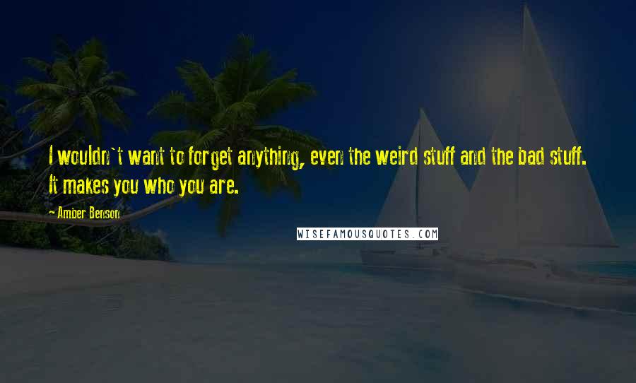 Amber Benson Quotes: I wouldn't want to forget anything, even the weird stuff and the bad stuff. It makes you who you are.