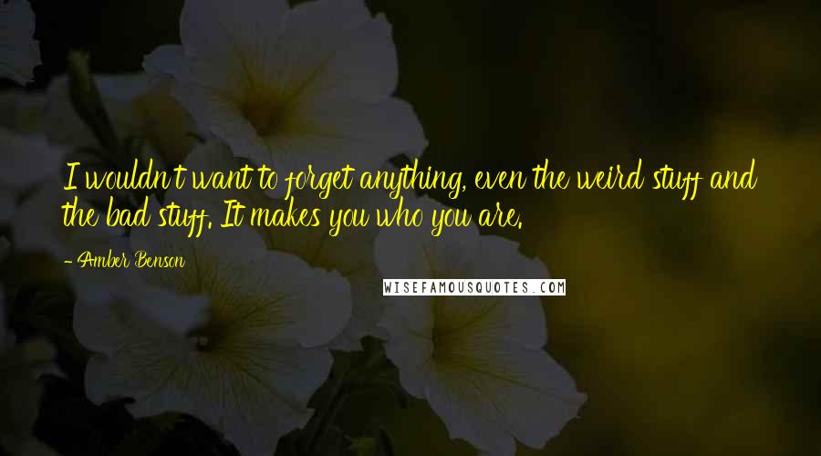 Amber Benson Quotes: I wouldn't want to forget anything, even the weird stuff and the bad stuff. It makes you who you are.