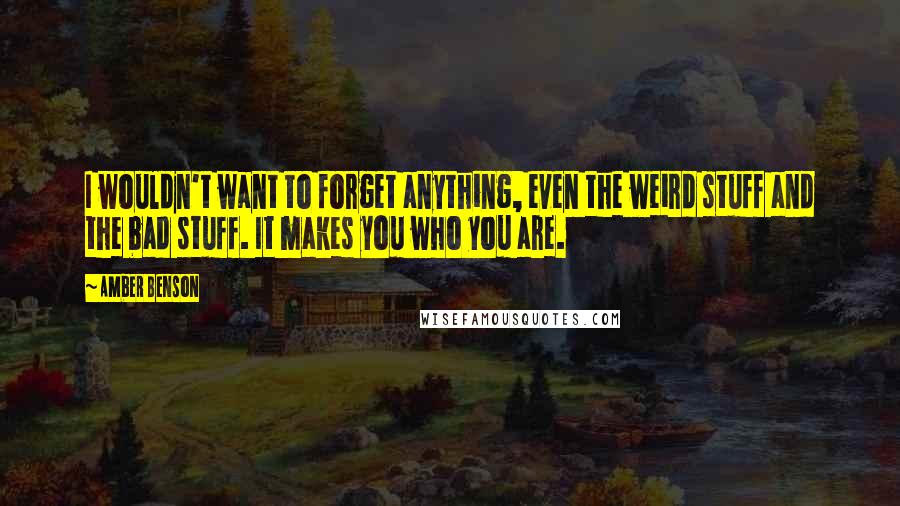 Amber Benson Quotes: I wouldn't want to forget anything, even the weird stuff and the bad stuff. It makes you who you are.