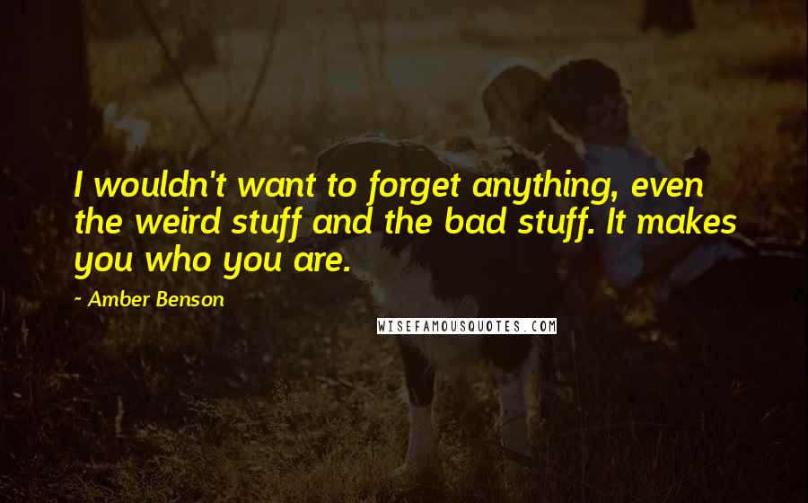 Amber Benson Quotes: I wouldn't want to forget anything, even the weird stuff and the bad stuff. It makes you who you are.