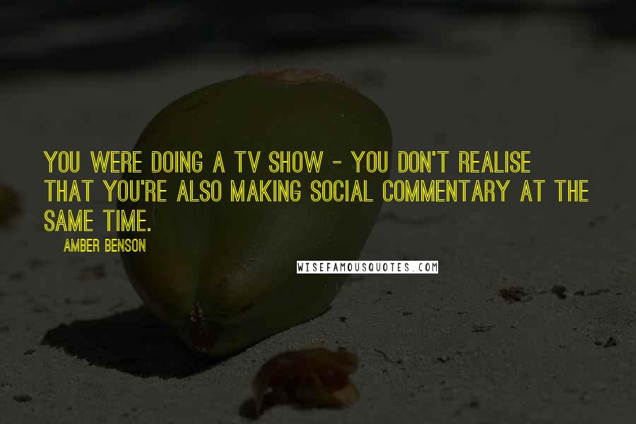 Amber Benson Quotes: You were doing a TV show - you don't realise that you're also making social commentary at the same time.