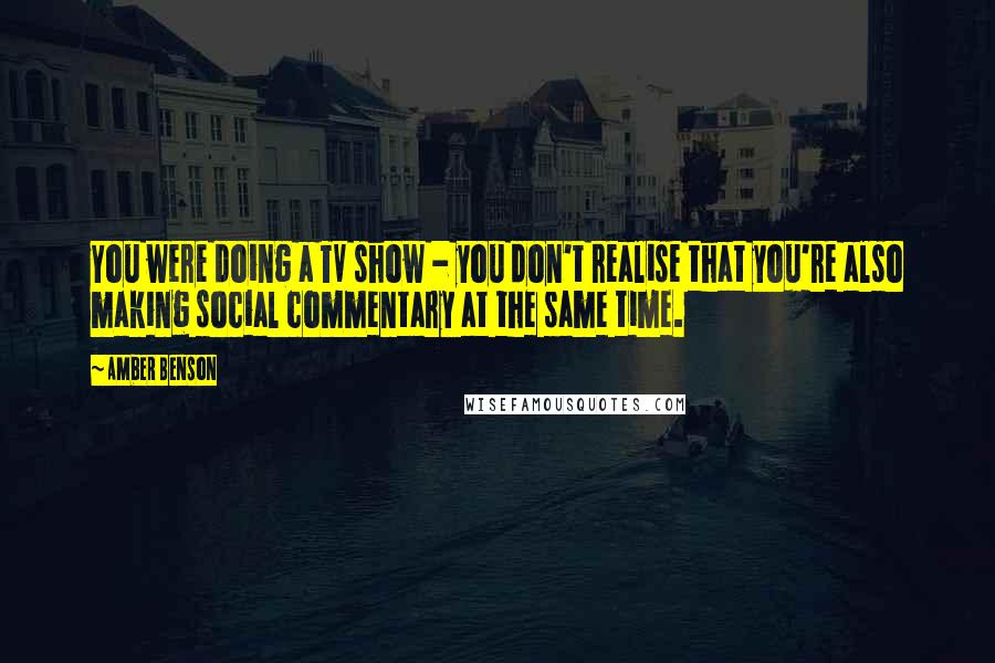 Amber Benson Quotes: You were doing a TV show - you don't realise that you're also making social commentary at the same time.